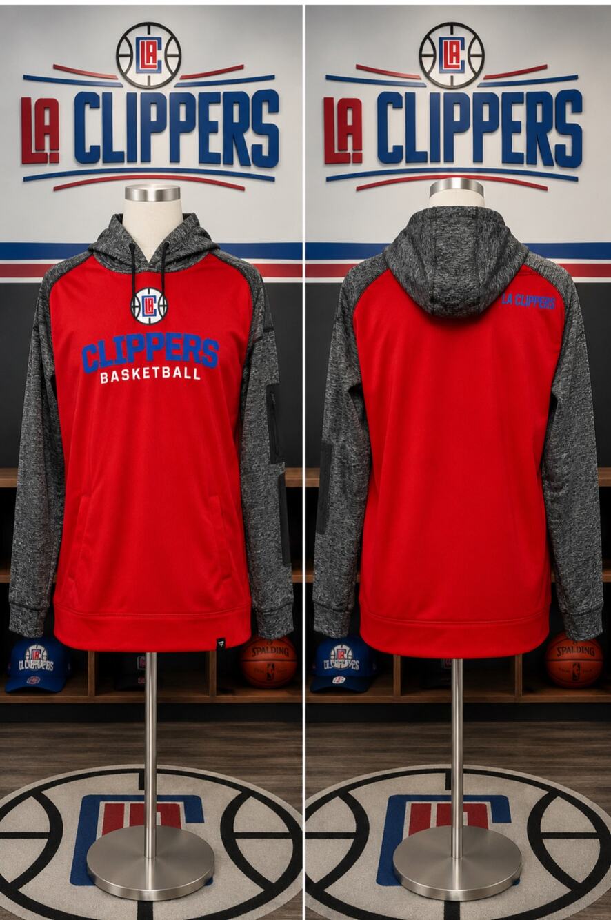 Fanatics LA Clippers Basketball Red Gray Pullover Hoodie Men’s M